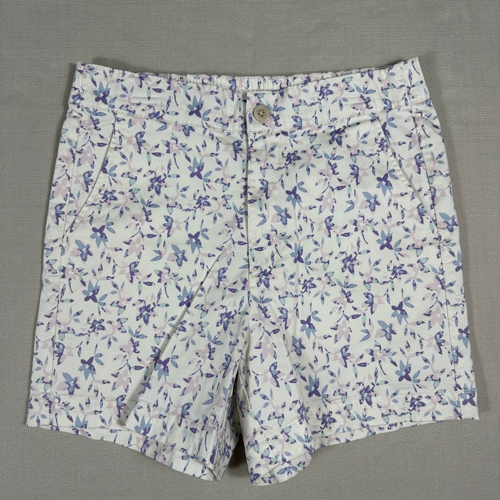 Jachs Girlfriend Floral Shorts Womens‎ M White Purple Excellent Stretch Cotton